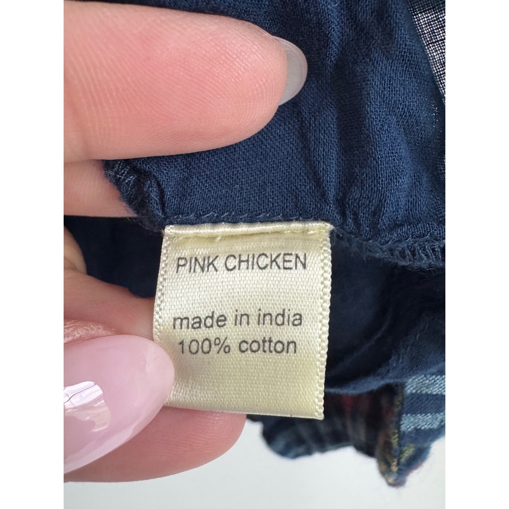 Pink Chicken NY Plaid Cotton Bubble Hem Dress Navy Multi Boho 12-18M - Picture 5 of 7